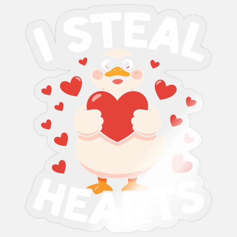 Ich stehle Herzgans - Sticker Größe S (10 x 10 cm) - Transparent glänzend