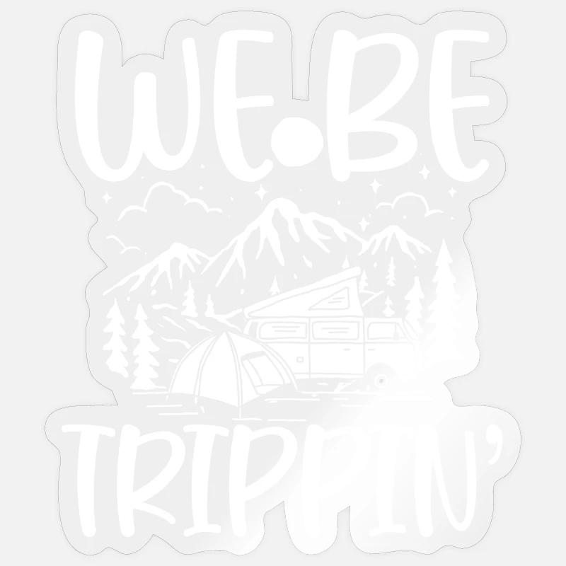 We Be Trippin: Camper Mountains - Sticker Größe S (10 x 10 cm) - Transparent glänzend