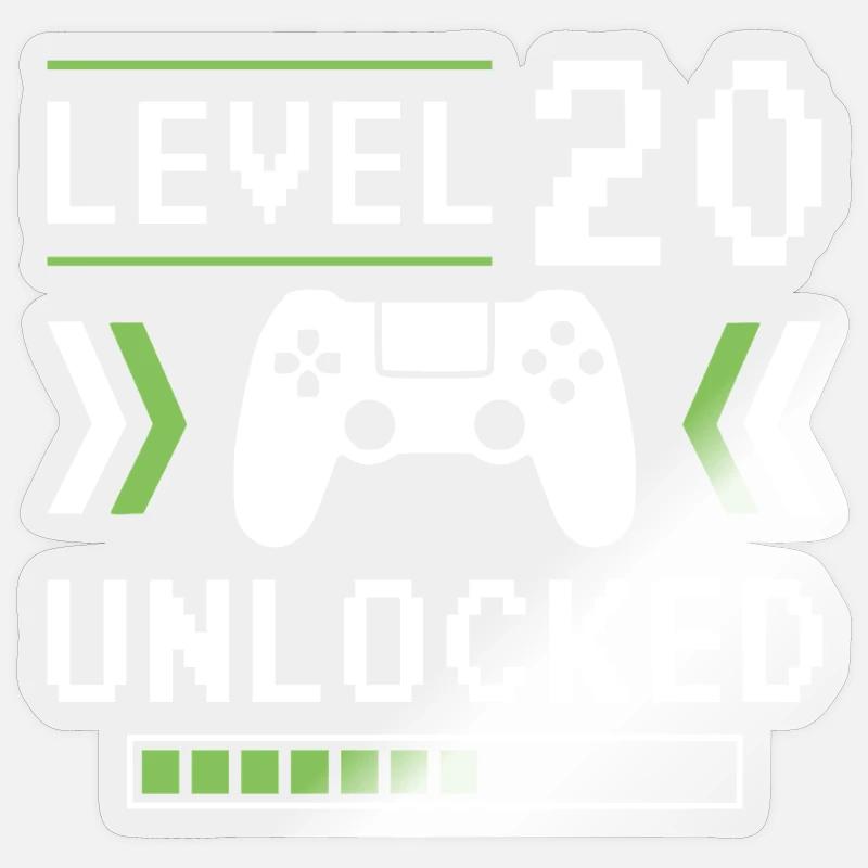 20e anniversaire niveau 20 débloqué - Sticker taille S (10 x 10 cm) - brillant transparent