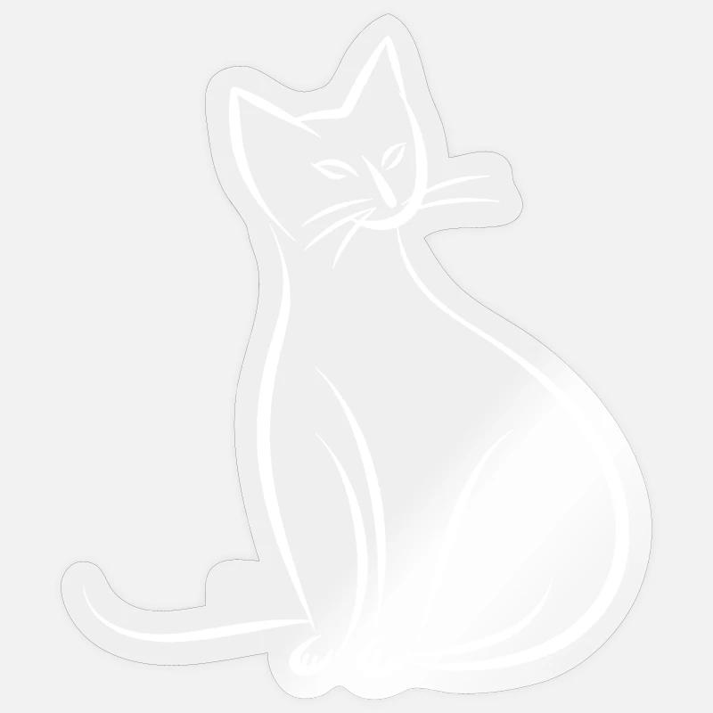 Cat Drawing - Sticker size S (10 x 10 cm) - transparent glossy