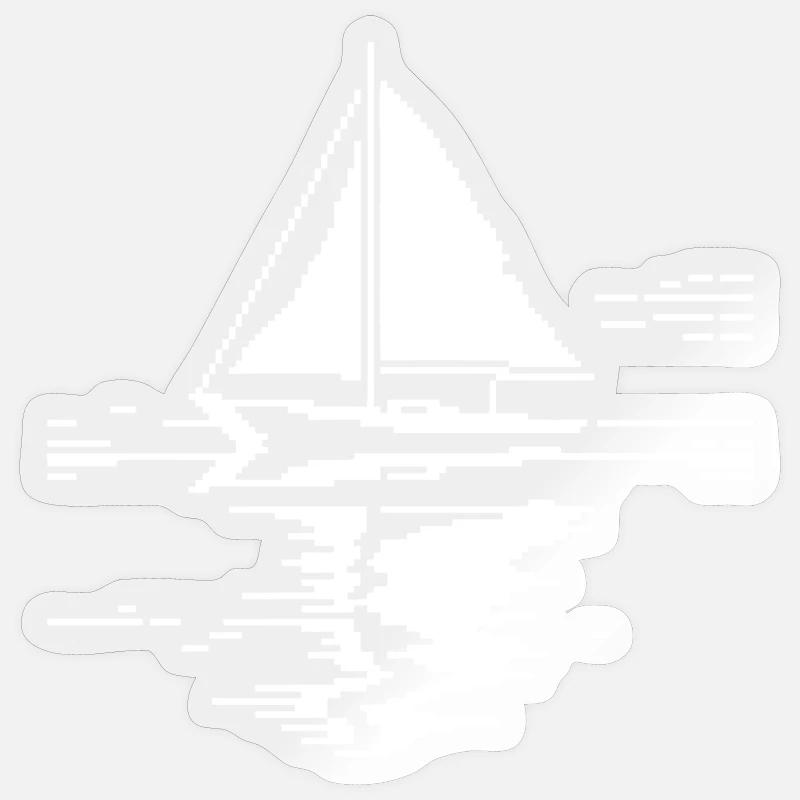 Segelboot Pixel Grafik - Sticker Größe S (10 x 10 cm) - Transparent glänzend