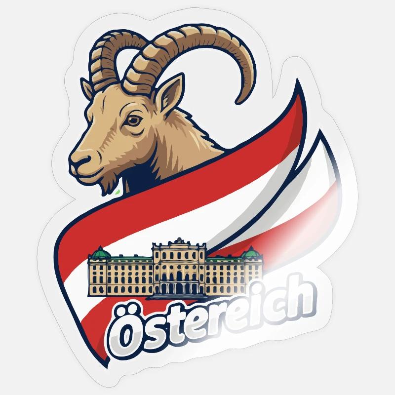 Ibex with Austria flag Sticker size S (10 x 10 cm)