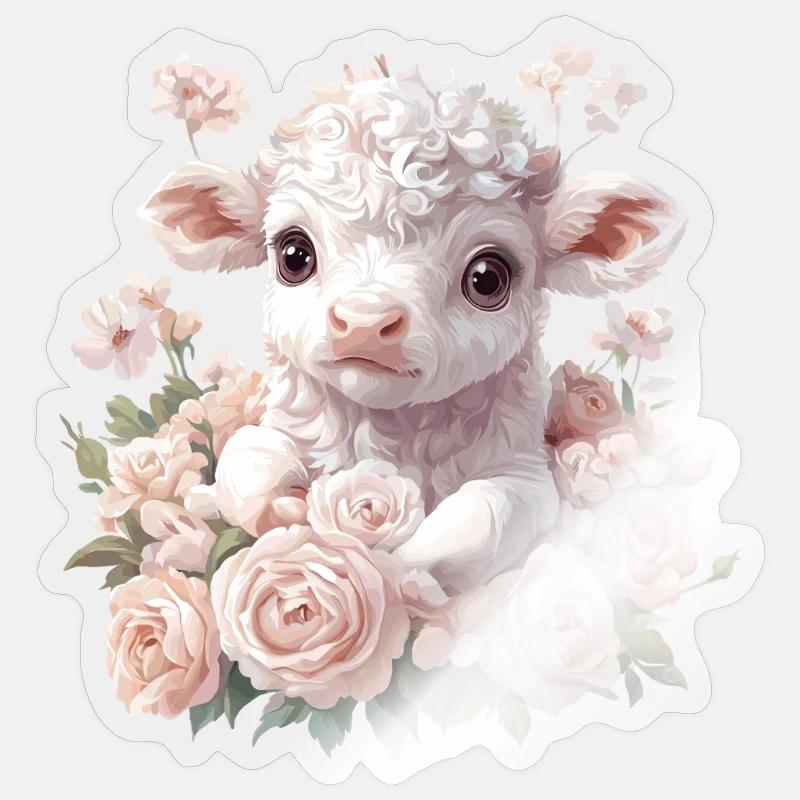 Tender lamb with rosary - Sticker size S (10 x 10 cm) - transparent glossy