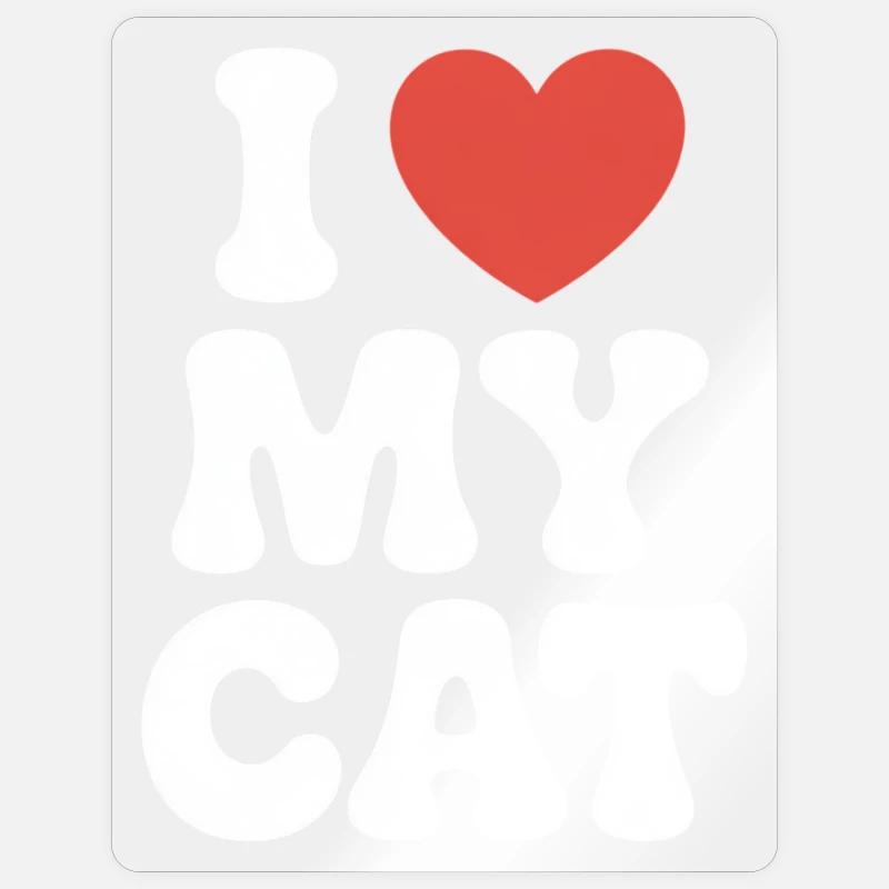 J’aime mon chat - Sticker taille S (10 x 10 cm) - brillant transparent