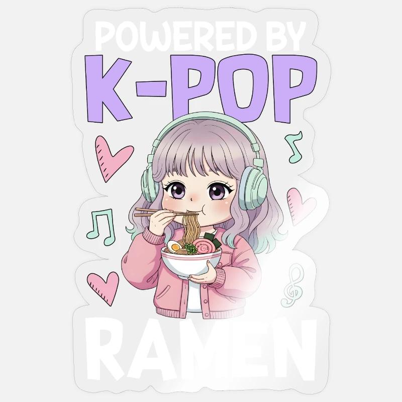 Powered By K-Pop Ramen - Sticker Größe S (10 x 10 cm) - Transparent glänzend