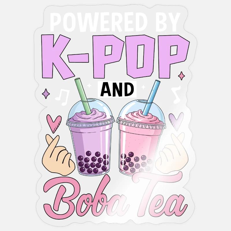 Propulsé par K Pop et Boba Tea Sticker taille S (10 x 10 cm)