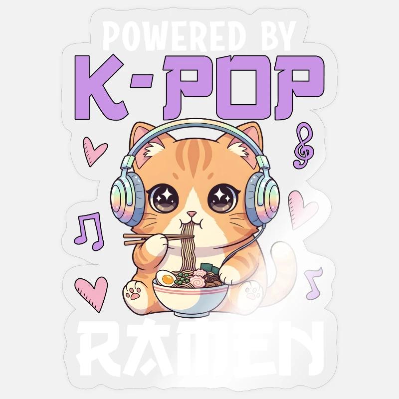 Propulsé par des ramen K-Pop - Sticker taille S (10 x 10 cm) - brillant transparent