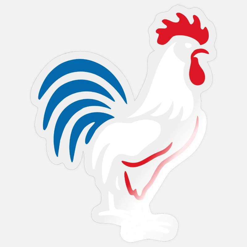 Vibrant blue red rooster - Sticker size S (10 x 10 cm) - transparent glossy