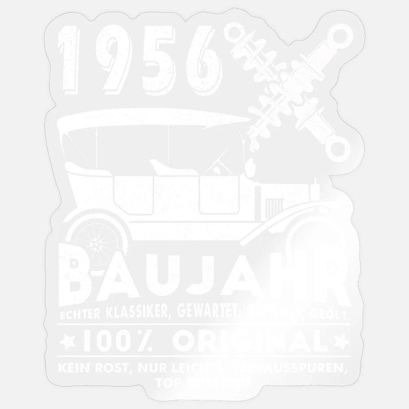 Année de naissance 1956 - Sticker taille S (10 x 10 cm) - brillant transparent
