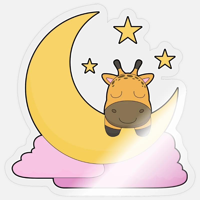 Giraffe Moon - Sticker size S (10 x 10 cm) - transparent glossy