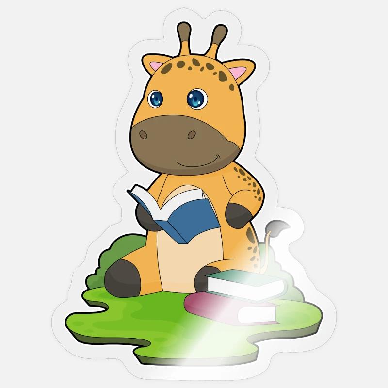 Giraffe Book - Sticker size S (10 x 10 cm) - transparent glossy