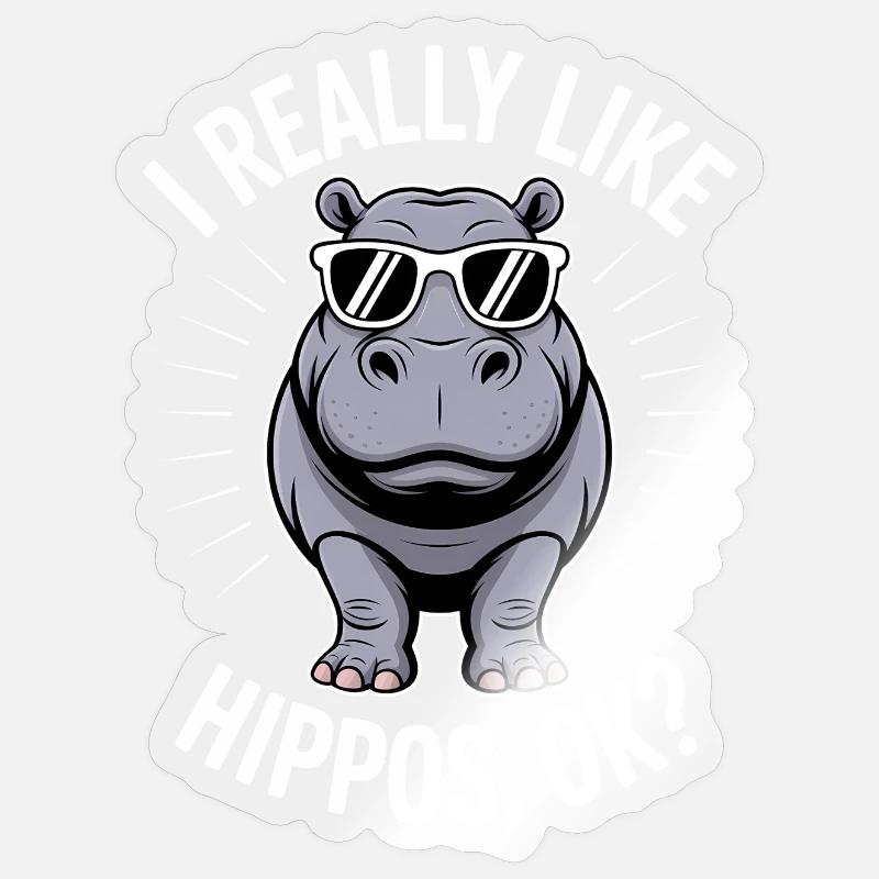 Nilpferd Sprüche Flusspferd Witz Nilpferd Geschenk Sticker Größe S (10 x 10 cm)