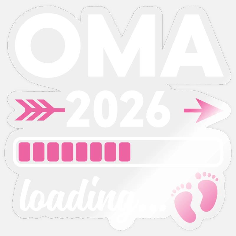 Oma 2026 Loading - Sticker Größe S (10 x 10 cm) - Transparent glänzend