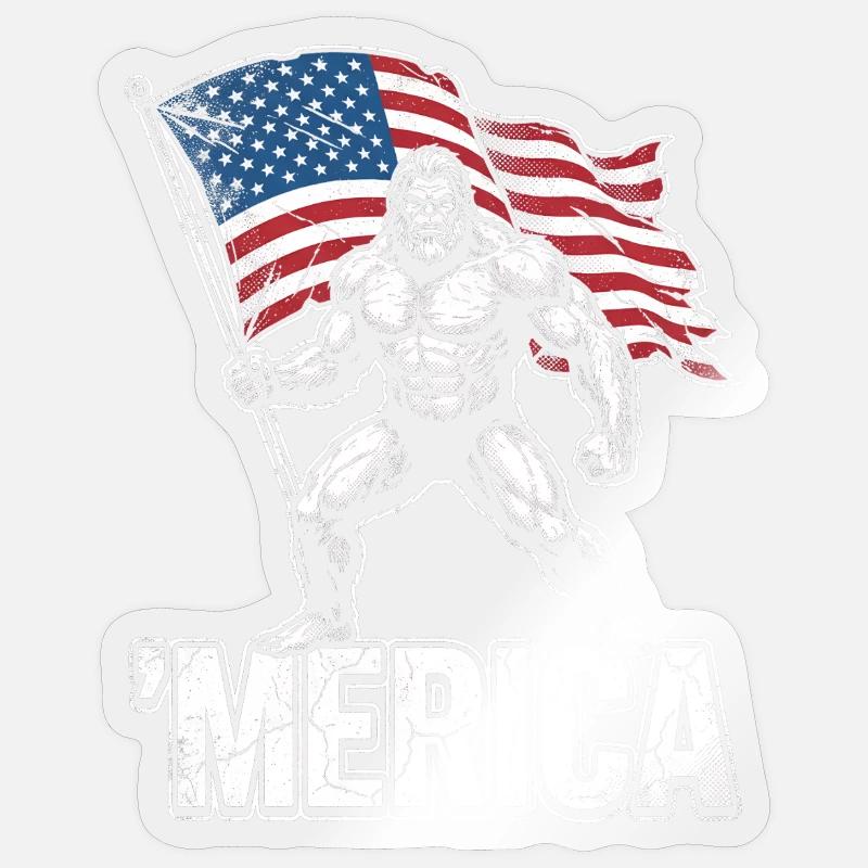 America Bigfoot Drôle 4 juillet Bigfoot Ameri Sticker taille S (10 x 10 cm)