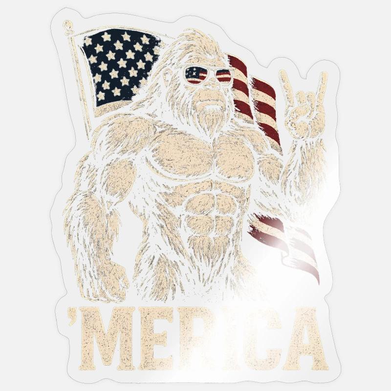 America Bigfoot Drôle 4 juillet Bigfoot Ameri Sticker taille S (10 x 10 cm)