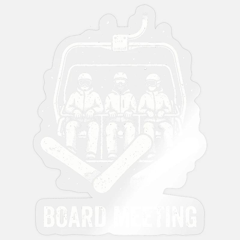 Vorstandssitzung Snowboard Sessellift Retro - Sticker Größe S (10 x 10 cm) - Transparent glänzend