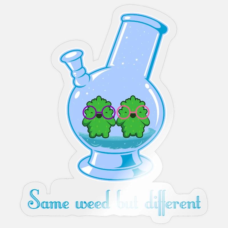 Same weed but different - Sticker Größe S (10 x 10 cm) - Transparent glänzend