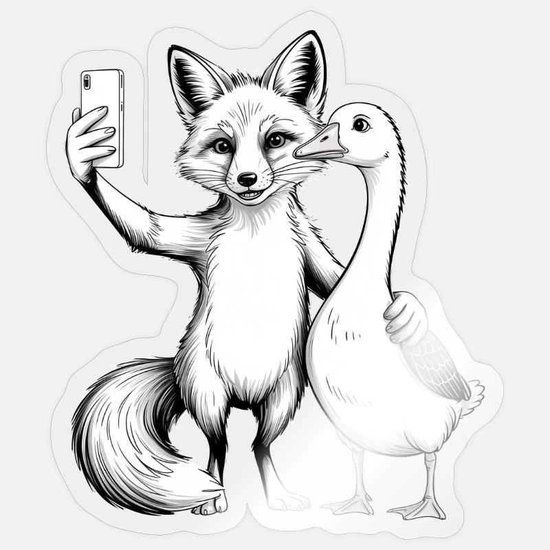 Fuchs und Gans - Sticker Größe S (10 x 10 cm) - Transparent glänzend