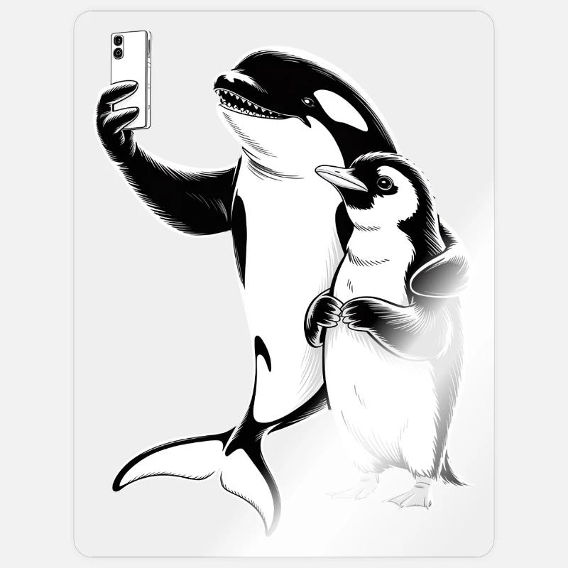 Orca und Robbe - Sticker Größe S (10 x 10 cm) - Transparent glänzend