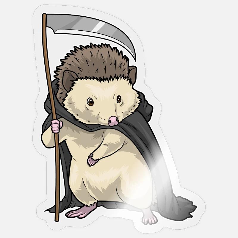 Igel Halloween Sensemann - Sticker Größe S (10 x 10 cm) - Transparent glänzend