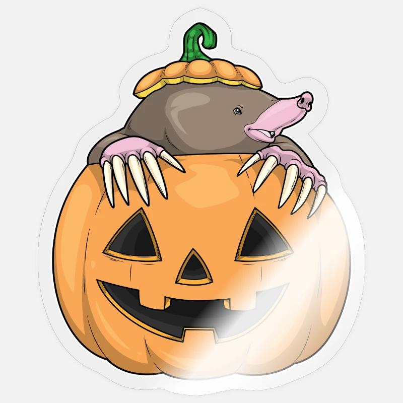 Mole Halloween Pumpkin Sticker size S (10 x 10 cm)