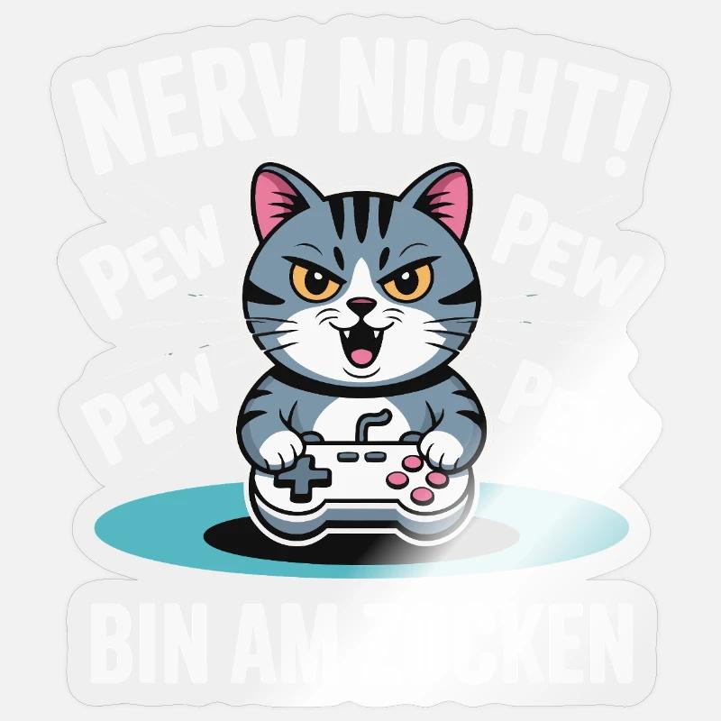 Courage Not I Gaming Cat Design - Sticker taille S (10 x 10 cm) - brillant transparent