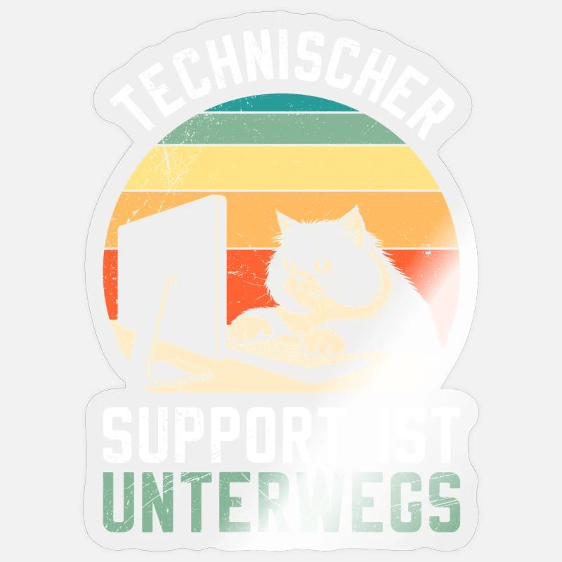 Computer TECHNISCHER SUPPORT IST UNTERWEGS LUSTIG Sticker Größe S (10 x 10 cm)