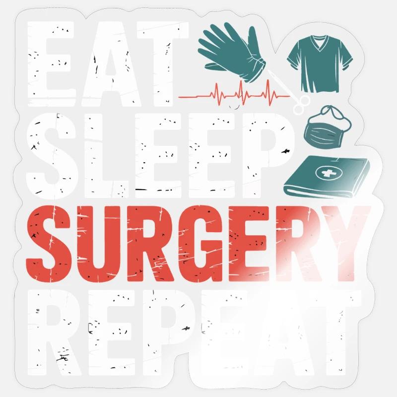 Eat Sleep Surgery Repeat - Sticker Größe S (10 x 10 cm) - Transparent glänzend