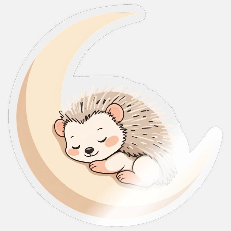 Hérisson du sommeil lunaire - Sticker taille S (10 x 10 cm) - brillant transparent