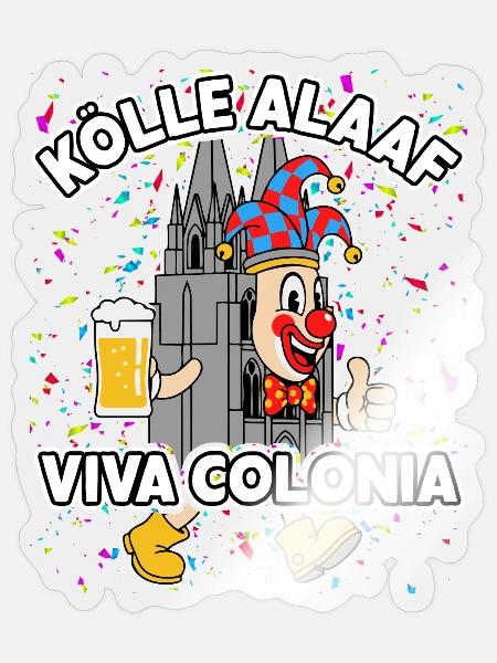 Köln Karneval Clown Dom - Sticker Größe S (10 x 10 cm) - Transparent glänzend
