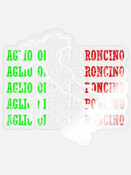 Lustiges Knoblauchöl Chili-Pfeffer-Souvenirs Italien - Sticker Größe S (10 x 10 cm) - Transparent glänzend