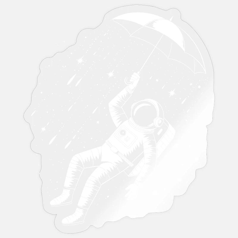Parapluie Astronaute Pluie Spatiale - Sticker taille S (10 x 10 cm) - brillant transparent