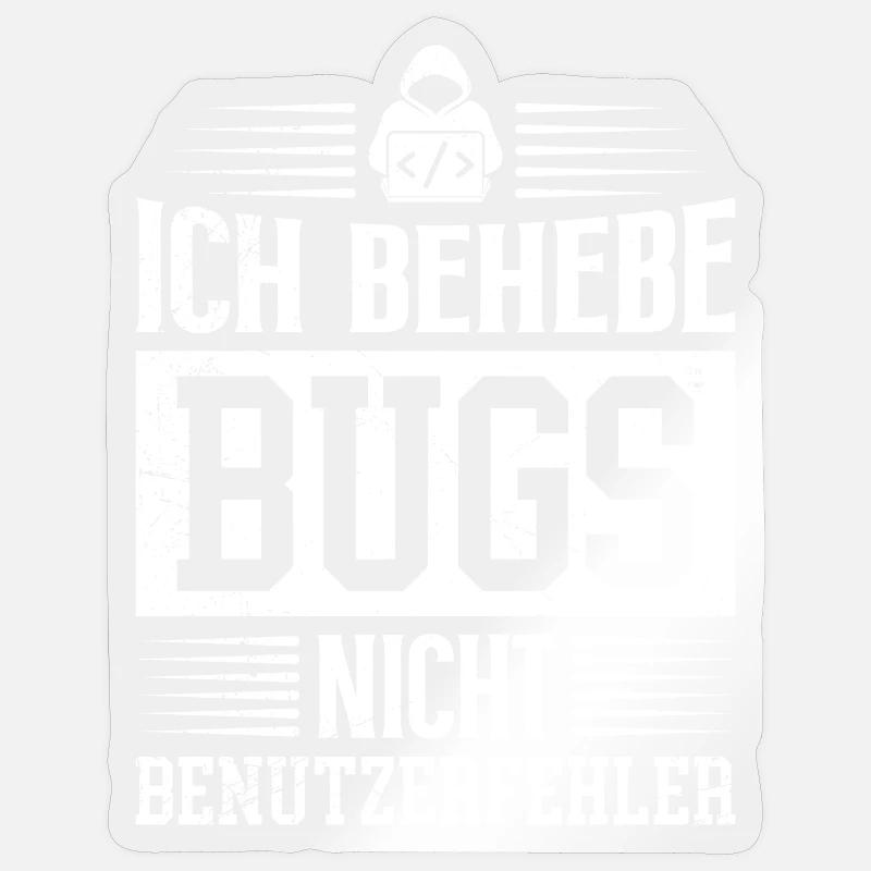 Coder ICH BEHEBE BUGS NICHT BENUTZERFEHLER LUSTIG Sticker Größe S (10 x 10 cm)