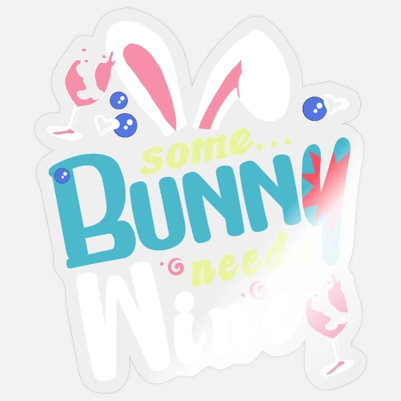 Some rabbit needs some wine - Sticker size S (10 x 10 cm) - transparent glossy