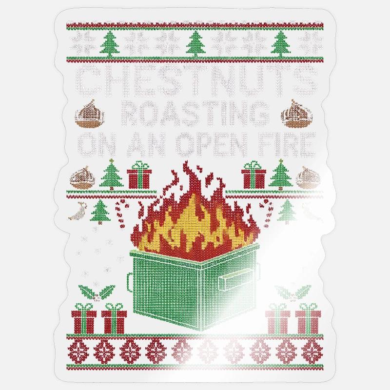 Roasting chestnuts on an open fire garbage can Sticker size S (10 x 10 cm)