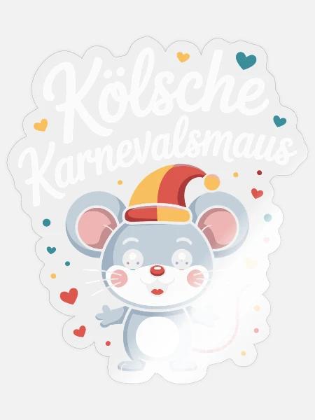 Kölsche Karnevalsmaus Karneval Köln Kölner Maus - Sticker Größe S (10 x 10 cm) - Transparent glänzend