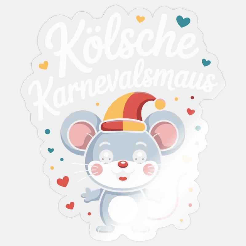 Kölsche Karnevalsmaus Karneval Köln Kölner Maus Sticker Größe S (10 x 10 cm)