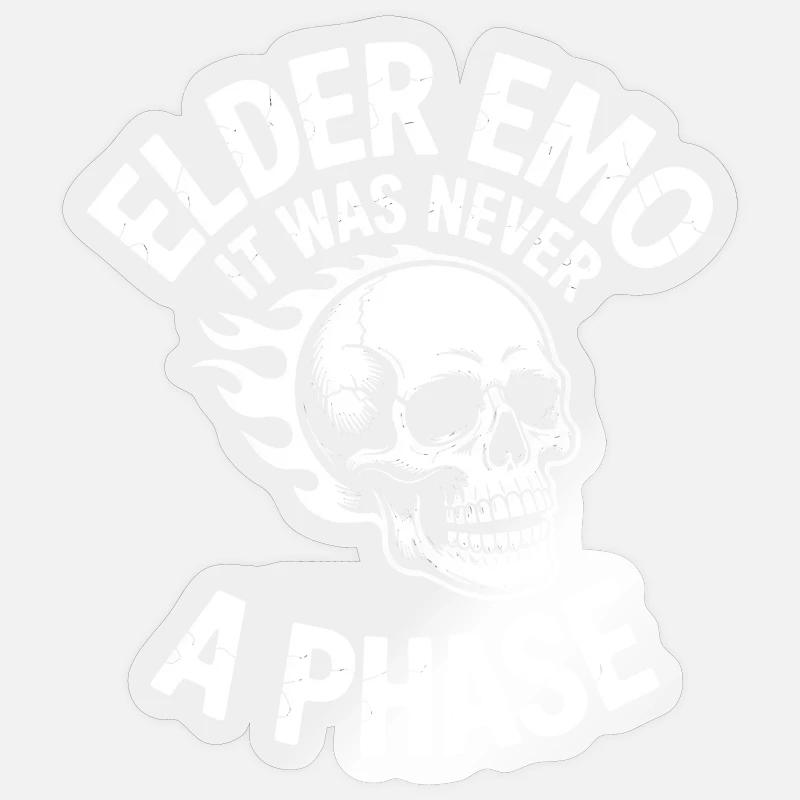 Elder Emo Schädelflamme Es war nie eine Phase Sticker Größe S (10 x 10 cm)