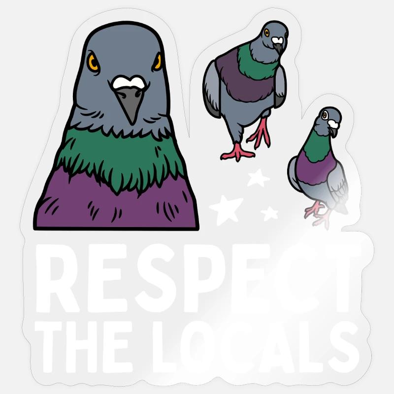 Respect les locaux Pigeons coo - Sticker taille S (10 x 10 cm) - brillant transparent