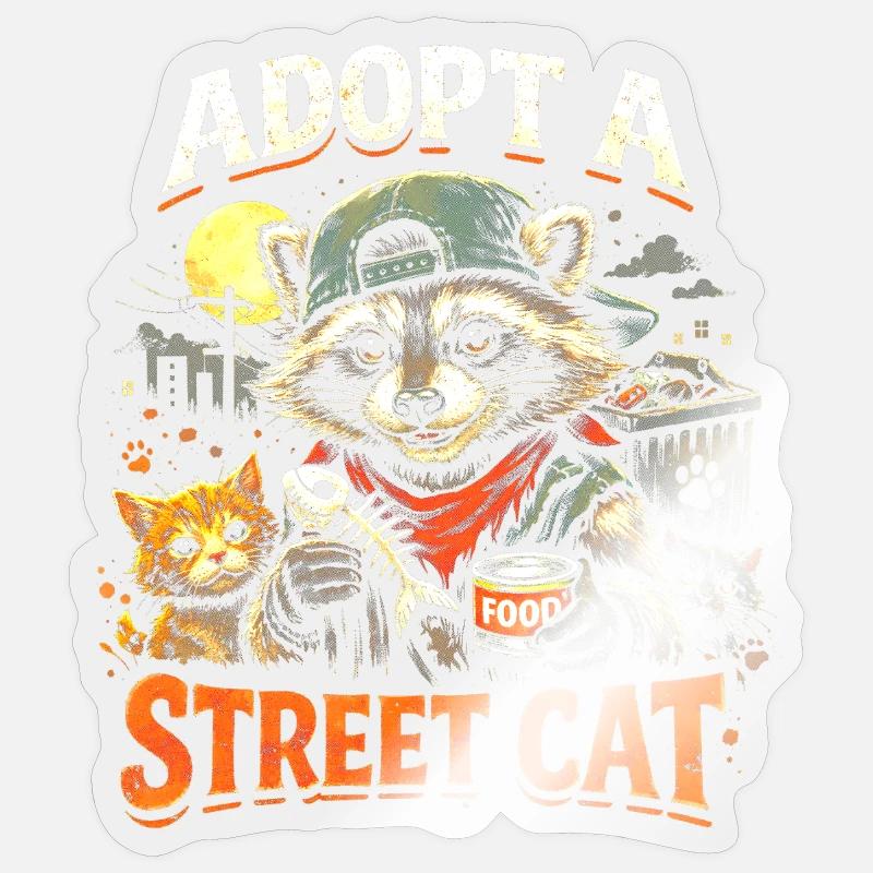 Adoptez un chat errant - Sticker taille S (10 x 10 cm) - brillant transparent