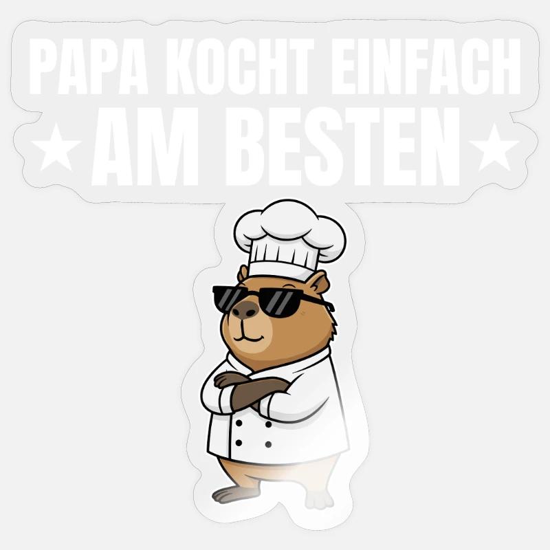 Dad Cooks Best - Capybara Chef - Sticker size S (10 x 10 cm) - transparent glossy