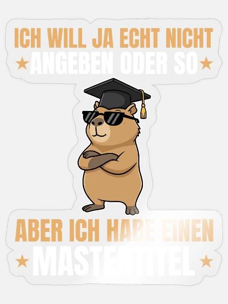 Masterprüfung bestanden Capybara mit Mastertitel - Sticker Größe S (10 x 10 cm) - Transparent glänzend