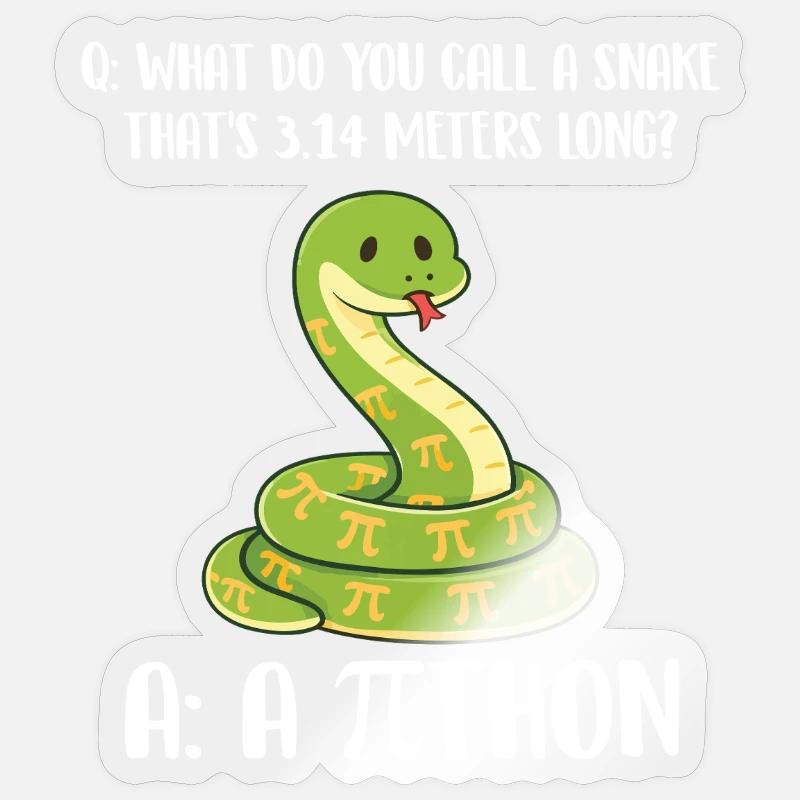 Schlange, 3,14 Meter lang, Pi-Tag-Python-Witz Sticker Größe S (10 x 10 cm)