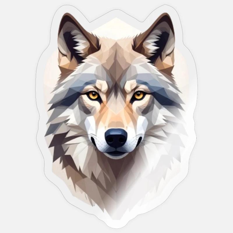 Geometrischer Wolfkopf - Sticker Größe S (10 x 10 cm) - Transparent glänzend