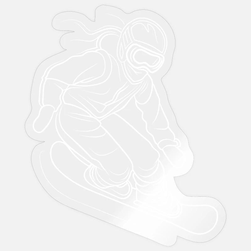 Art de lignes de snowboardeuse - Sticker taille S (10 x 10 cm) - brillant transparent