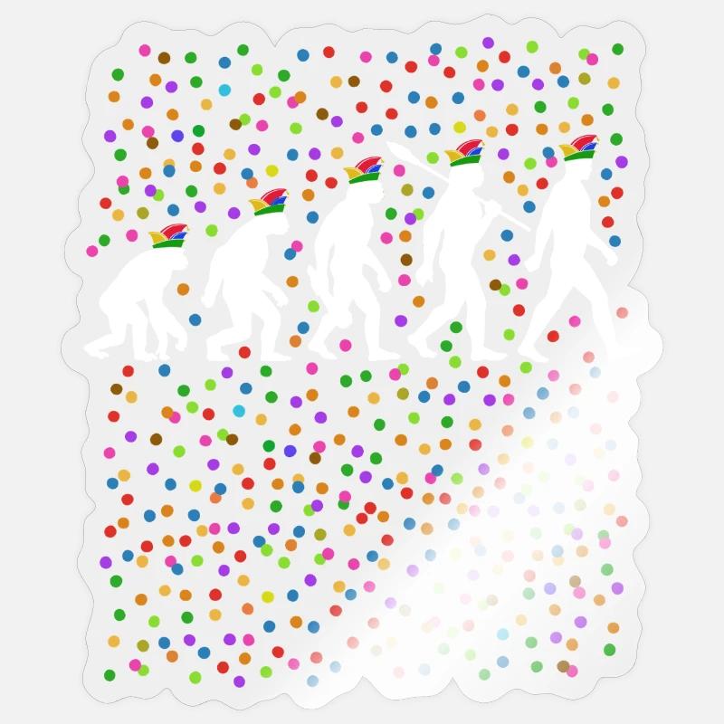 Homo Karnevalis | Evolution der Narren, Fastnacht Sticker Größe S (10 x 10 cm)