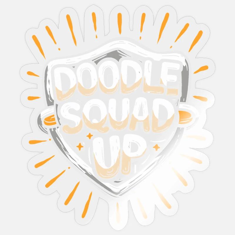 Dessin de griffonnages en équipe - Sticker taille S (10 x 10 cm) - brillant transparent