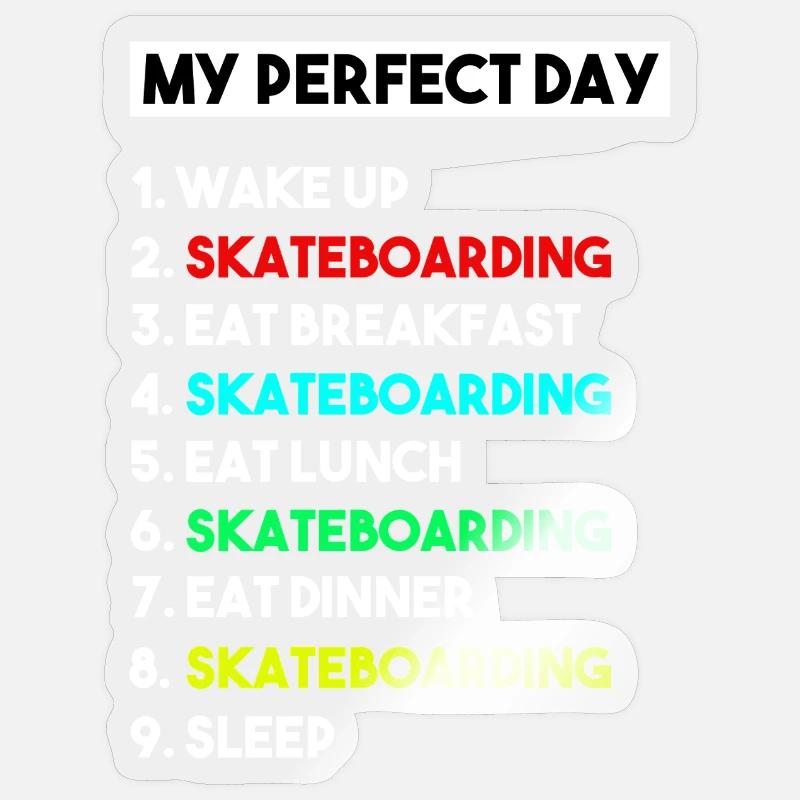 Mein perfektes Skateboard-Routine-Design - Sticker Größe S (10 x 10 cm) - Transparent glänzend