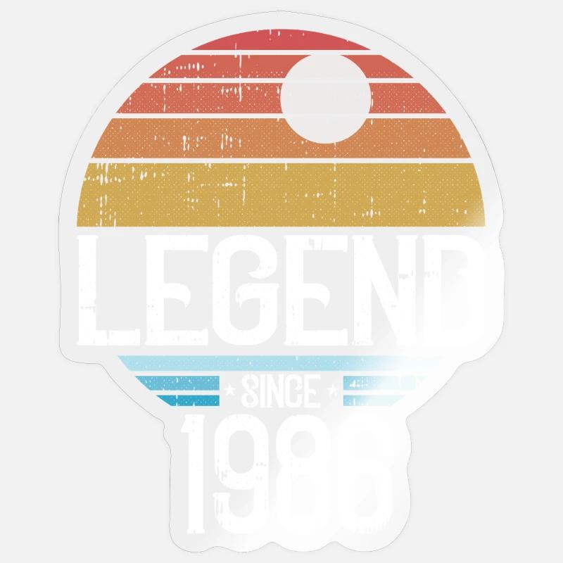 Legend 1986 Retro Sonnenlogo - Sticker Größe S (10 x 10 cm) - Transparent glänzend