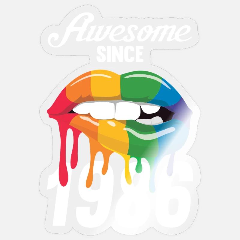 Regenbogenlippen 1986 - Sticker Größe S (10 x 10 cm) - Transparent glänzend
